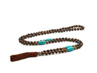 Collana Antracite Mala Tibetani 108 Grani in Pietre dure Occhio di tigre MT49 BOMBAY - MT49 BOMBAY